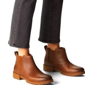Sorel Brown Leather Chelsea Emilie Brow Leather Boots